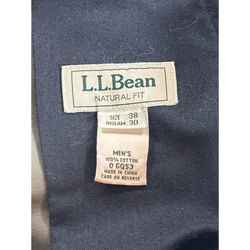 LL Bean Mens Double L Chinos Natural Fit Wrinkle Free Pants 38x30 Olive Khaki